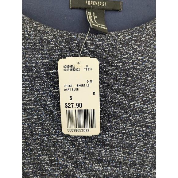Forever 21 Sz Small Round Neck Bodycon Long Sleeve Sparkling Blue Cocktail Dress - Picture 6 of 8